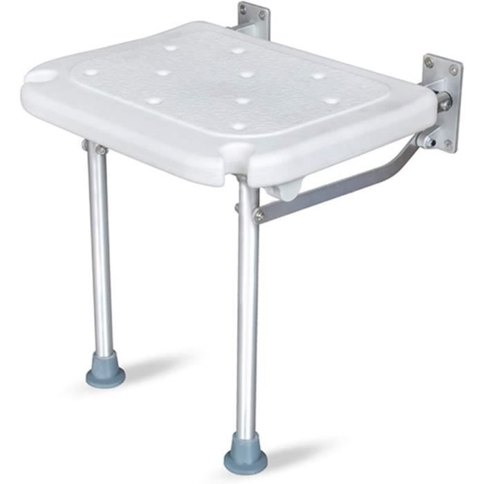 RELAX4LIFE Tabouret de Douche en HDPE Imperméable, Tabouret Salle de Bain avec Étagère de Rangement, Siège de Douche avec Porte-Serviettes, Coussinet Antidérapant, pour Intérieur/Extétrieur, Blanc