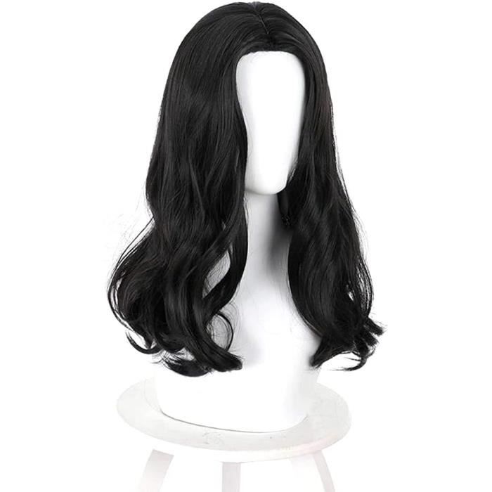 Perruque Noire Longue Pour Cosplay – Fibre Synthétique Résistante à La Chaleur, Taille Enfant Et Adulte, Halloween/conventions