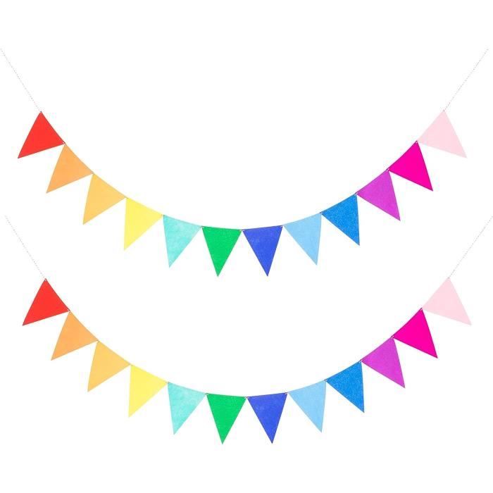 Banderole Joyeux Anniversaire Guirlande - Happy Birthday Décoration Fanions  en Tissu - Triangle Arc-en-Ciel - Cdiscount Maison
