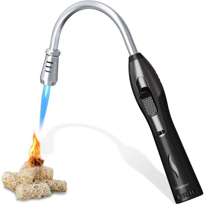 SilverChry Briquet Jetflame Coupe-Vent Rechargeable – Allume-Gaz Long Chalumeau Cuisine & Cheminée (Sans Butane)