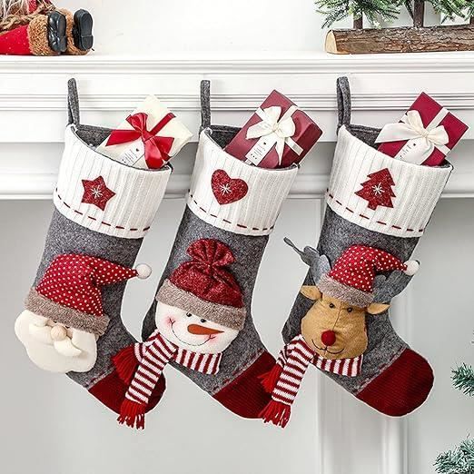 Chaussettes de Noël - Non spécifié - 3 pièces - Grande taille - Motifs Père Noël Bonhomme de neige Renne