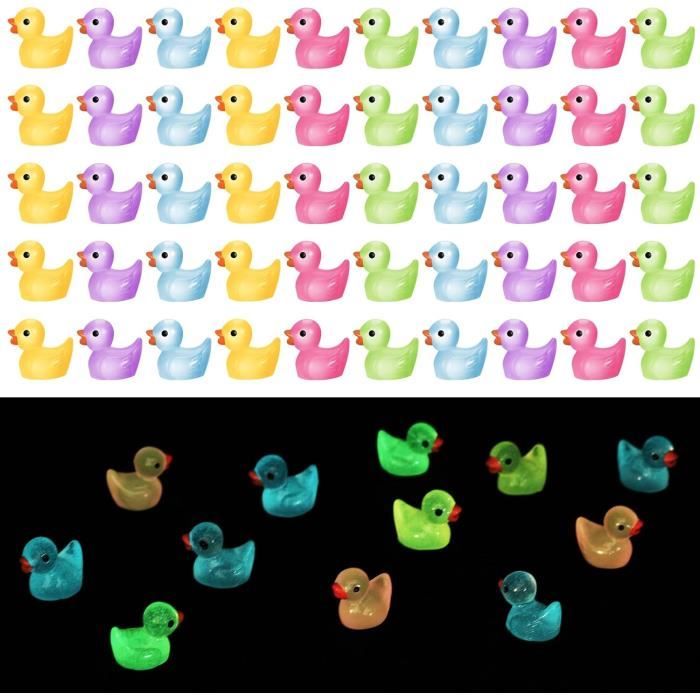 YUNYAN Lot De 50 Mini Figurines D'animaux En Résine - 5 Couleurs - Canards - Figurines Miniatures Réalistes - Décoration De Jardin Pour Potting Micro