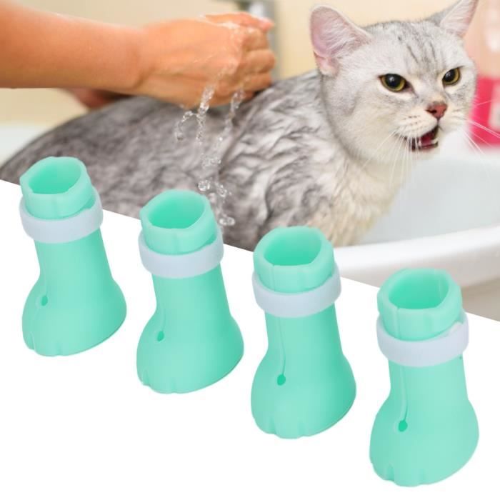Chi 4pcs Kit Couvre Pied De Griffe De Lavage De Chat Protecteur De Pattes De Bain Anti Rayures Chaussures Bottes Cdiscount Animalerie
