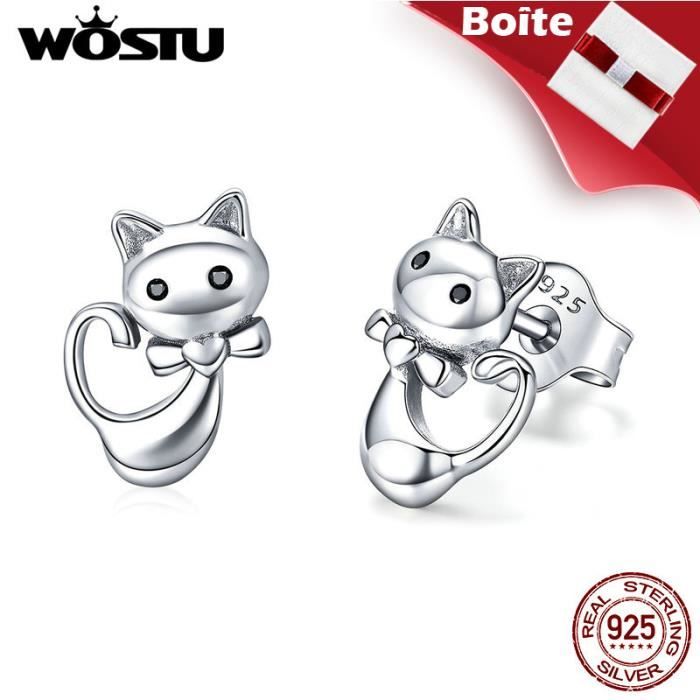 Wostu Boucles D Oreilles 925 1000 Argent Femme Chaton Mignon Disney Style Dessin Anime Enfent Cadeaux Feuilles Bijoux Bke450 Argent Achat Vente Boucle D Oreille Wostu Boucles D Oreilles 92