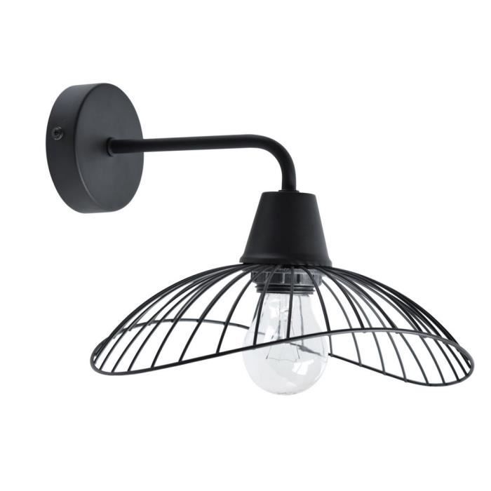 Applique Murale Descendante En Metal Noir Filaire Hauteur 20cm