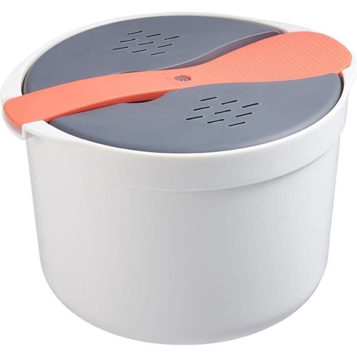 HEKOBAG 3 Pièces Cuiseur Vapeur Micro-Ondes 2400/1600/900ml - Bols Blancs Avec Couvercle, Plastique Alimentaire