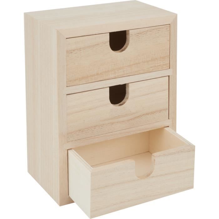 Boîte De Rangement En Bois à 3 Tiroirs - Organiseur De Bureau