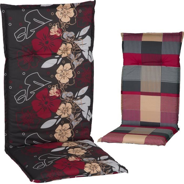 2x Coussins Pour Chaises Extérieures Dossier Haut "Barcelona" 118x50x6