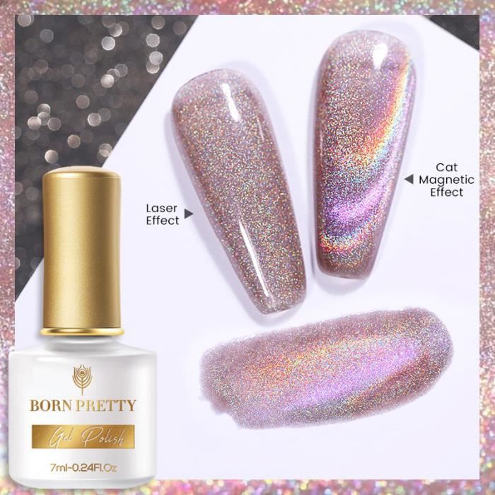 Vernis Semi permanent Magnétique, 7 ml Couleur arcenciel Cat Eye Vernis à Ongles Gels Semi