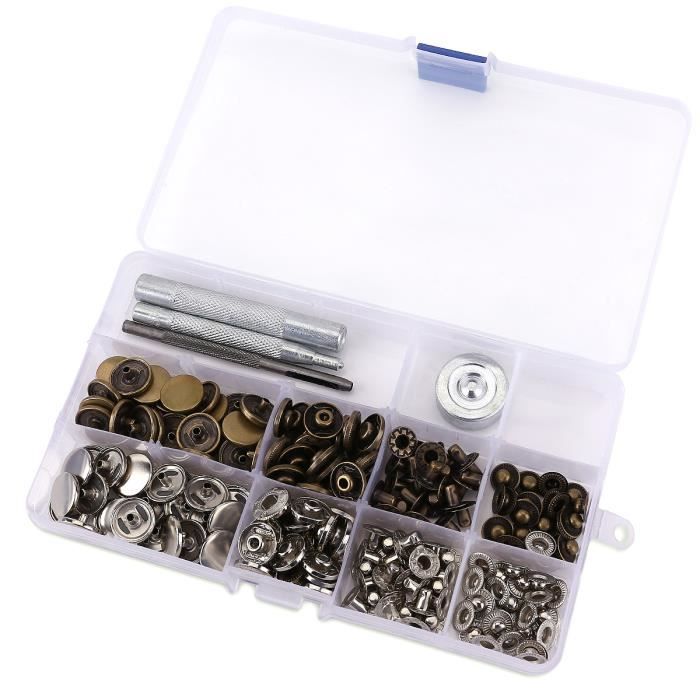Bouton pression metal 30 pcs bronzé 15mm outil 4 pcs