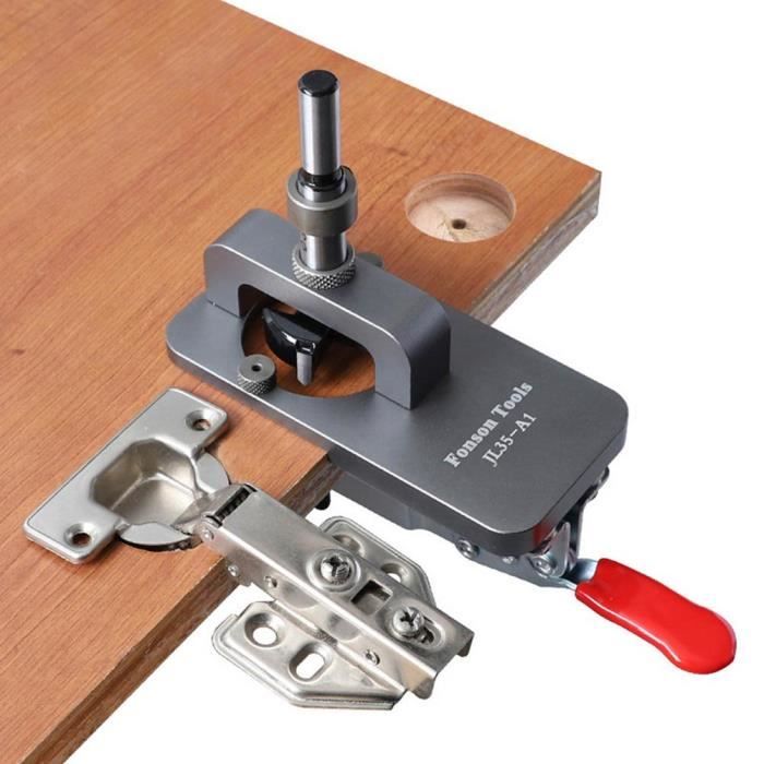Gabarit de perçage de trous pour menuiserie, gabarit de perçage de charnière 35mm avec fixation en alliage d'alumin TAMIS - KYS04034