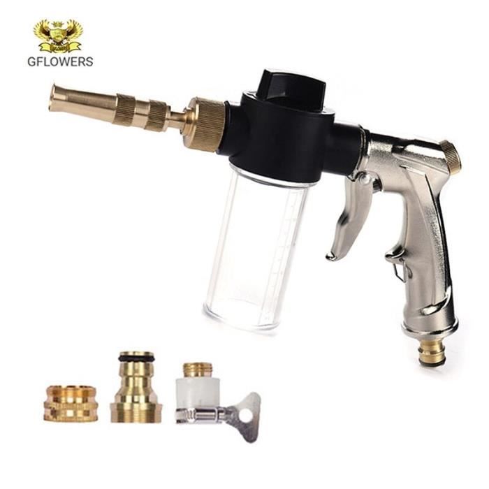 Pistolet D'arrosage Haute Pression Multifonction - Pour Lavage Auto, Jardin, Nettoyage - Poignée Confort Et Buse Réglable - 11