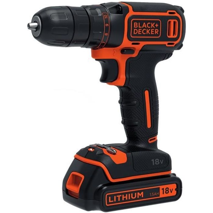 Black Decker Bdcdc18kb Perceuse Visseuse Sans Fil 18v 2x 1 5ah Avec Sacoche Achat Vente Perceuse Black Decker Bdcdc18kb Pe Cdiscount
