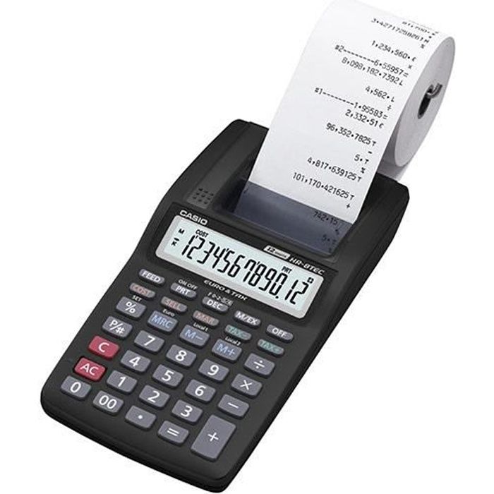 CASIO Calculatrice Imprimante Portable HR-8 RCE - Noir