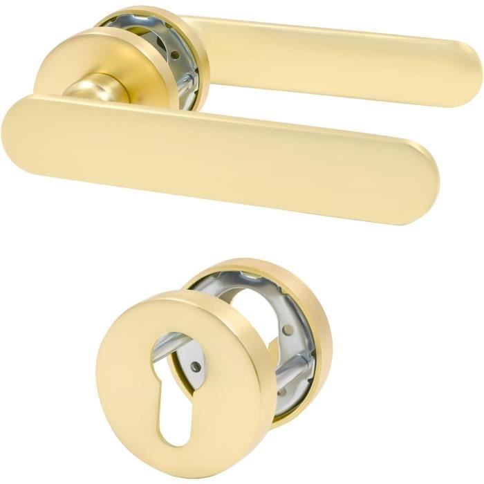 Poignée de Porte Intérieure Moderne avec Serrure – Aluminium Doré Élégant main image 1