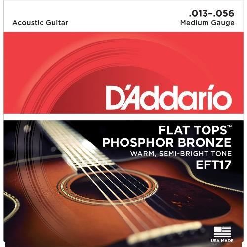 D'Addario Cordes en bronze phosphoreux et avec filet supérieur plat pour  guitare acoustique D'Addario EFT17, guitare à r EFT1 - Cdiscount Instruments  de musique