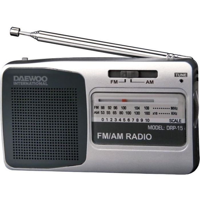 DAEWOO - Radio Analogique AM/FM Portable avec Haut-Parleur intégré - DRP-15