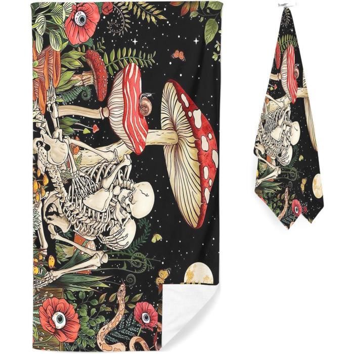 JXSMYT Serviette De Plage, Serviettes Douces Avec Motif Tête De Mort Et