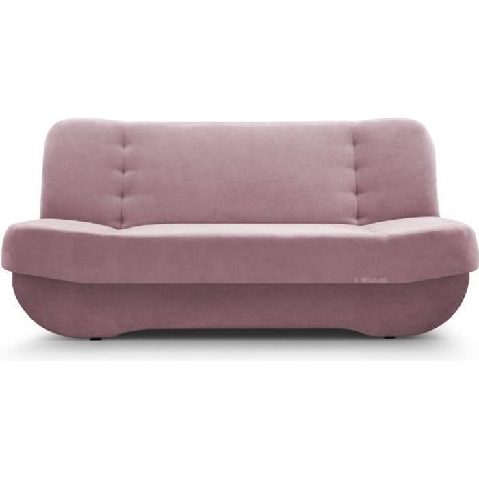 Canapé en lit Convertible avec Coffre de Rangement 3 Places Relax clic clac Banquette BZ en Tissu Pafos Rose