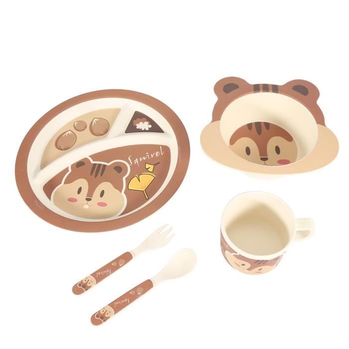 Coffret Repas Bebe En Bambou Fibre Ecureuil Cdiscount Puericulture Eveil Bebe