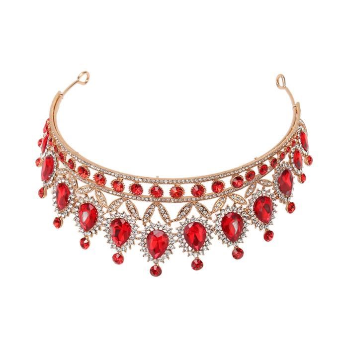 Couronne Et Collier Cœur Strass - Diadème Princesse, Accessoire Cheveux Fille Pour Fête