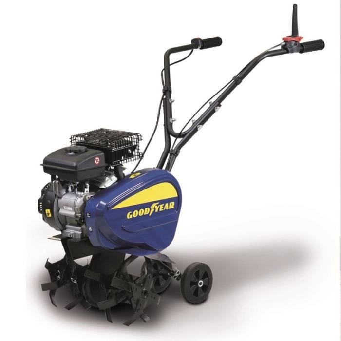 Motoculteur thermique essence 98.5 cm³ 3CV GOODYEAR 1 Vitesse 4 jeux de Fraises Bleu
