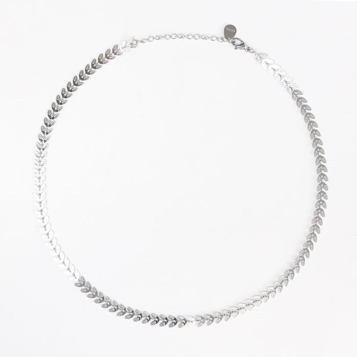 Collier Fantaisie Ancien – Motif épis De Maïs Ciselé, Alliage Gris, 57 Grammes