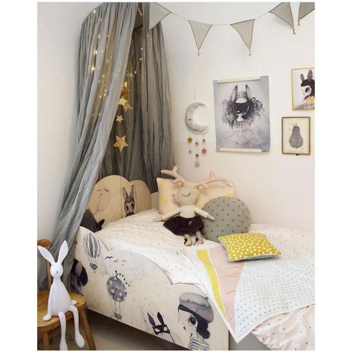 Support Pare-Chocks Tour de lit Organisateur 100% Coton Animal Print Beige, 120x60cm 11 Piéces Ensemble de literie pour Lit de Bébé/Lit denfant Ciel de Lit Baldaquin 