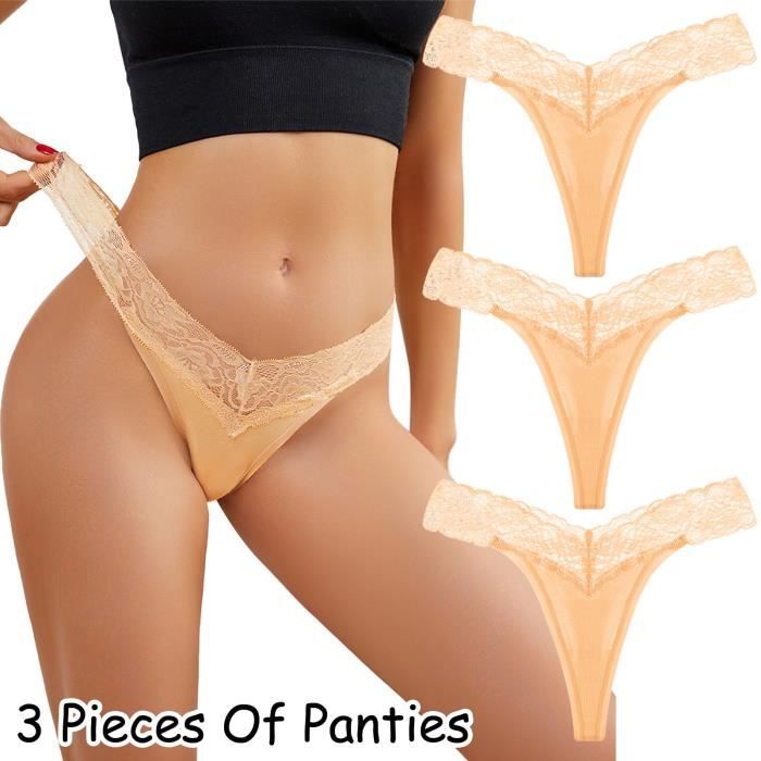Lot de 3 Femme String en Dentelle Et sous V tements Simple et