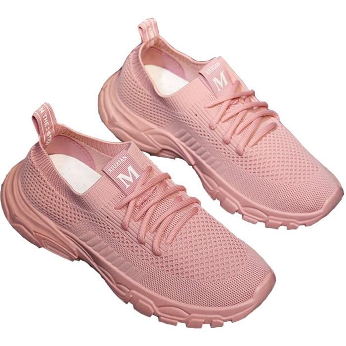 Femme Plat Sport Lacets Maille Tennis Fitness Running Baskets Chaussures 