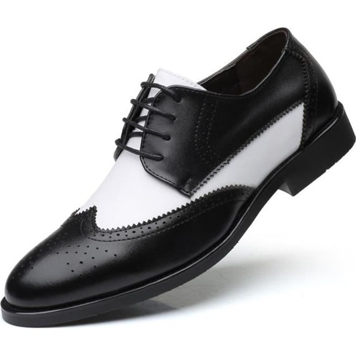 Chaussure Homme Cuir Brogue Creux Sculpture Cuir PU Lacets Doubles