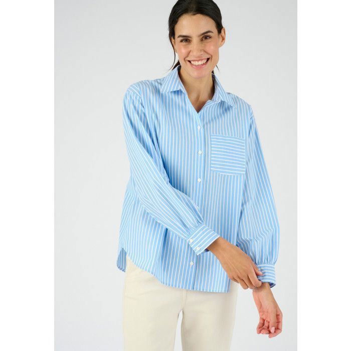 Chemisier Sportalm à Rayures Bleues - Taille 34/36 - Manches Longues - Neuf Avec étiquettes - Style Basique Décontracté