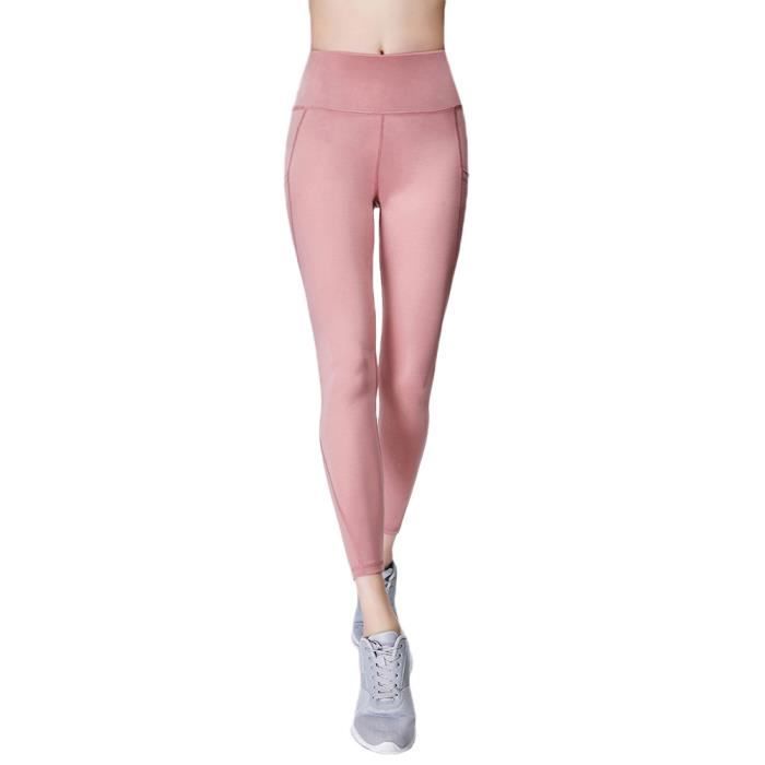 Legging de Sport Femme Taille Haute avec Poches Pantalon Amincissant Zumba Fitness Pink S Pink Cdiscount Sport