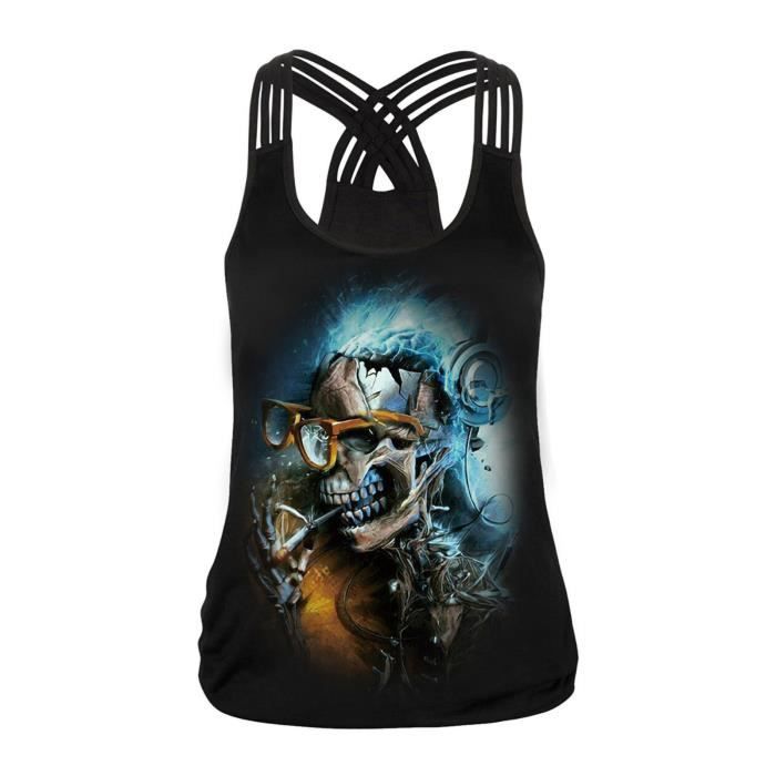 Débardeur D'entraînement Homme Raven Skulls Forest - 100% Polyester, Séchage Rapide, Coupe Ample