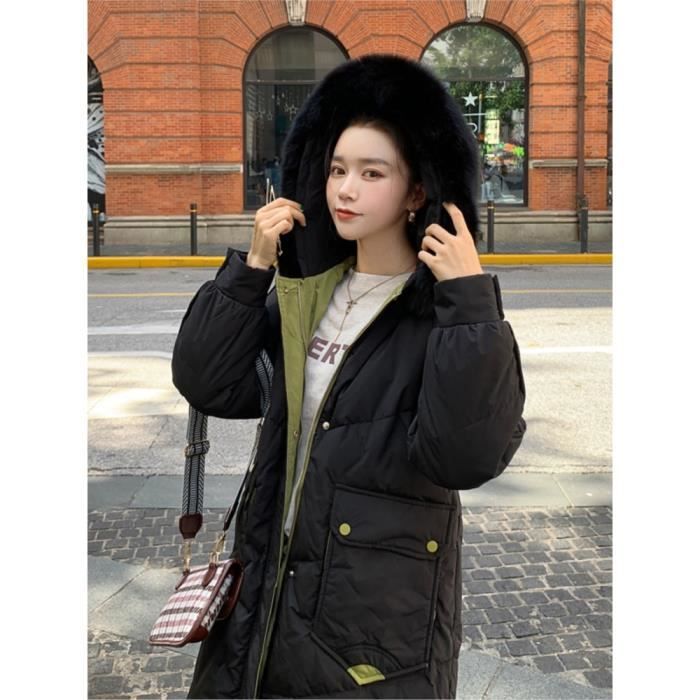 Manteau d hiver pour femmes vers le bas coton Parka North Face veste epaisse chaude femme Long manteau decontracte femmes vetements Noir Cdiscount Pret a Porter