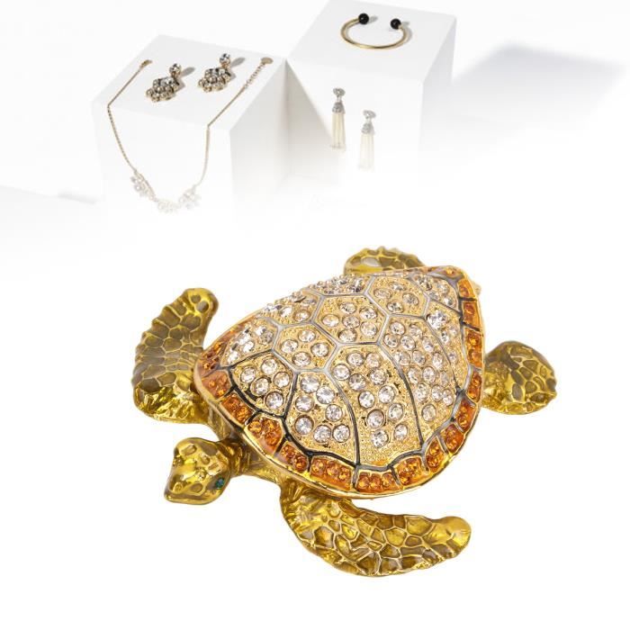 Rare Boîte à Bijoux Tortue – Métal Doré Patiné – Italie – Vintage Années 1960