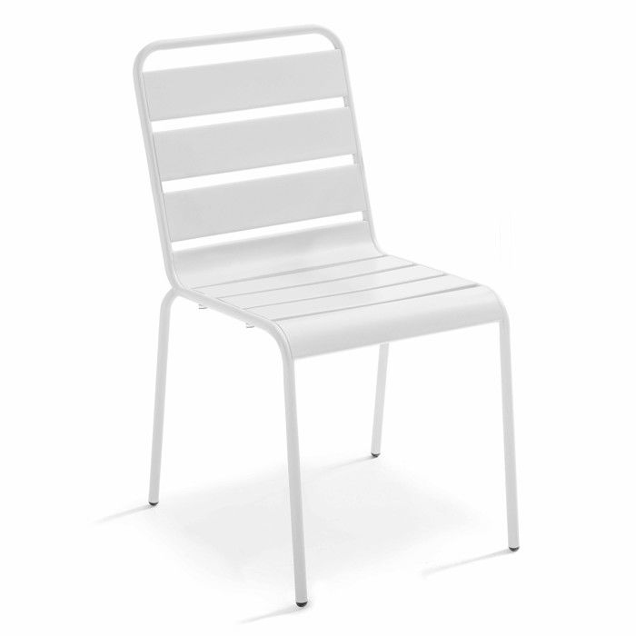 Chaise de jardin en métal blanc Palavas Oviala Chaise de jardin en métal blanc Palavas Oviala