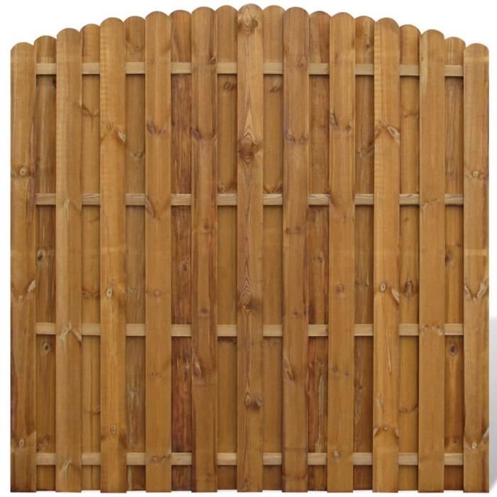 Panneau de clôture Cloture de jardinarqué en bois avec planches intercalées