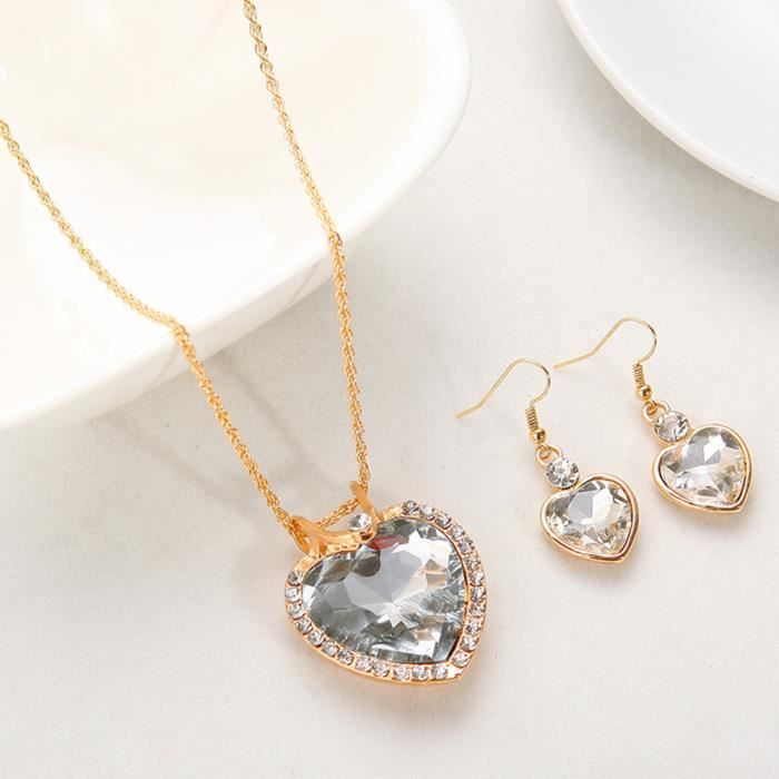 Rmega Parure Bijoux Ajustable Pour Femme Mariage Cadeau Femme Collier Femme Boucle D Oreille Plaque 18k Or Blanc Achat Vente Parure Rmega Parure Bijoux Ajustab