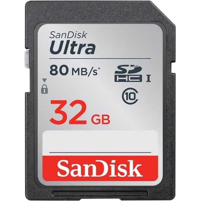 Sandisk Carte mémoire SDHC Ultra 32GB- Cl.10- 80MB/s