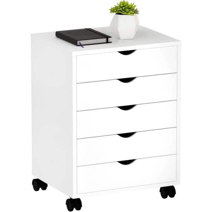 YITAHOME Commode Mobile 4 Tiroirs Avec Roulettes - 42x40x73 Cm - Blanc - Bureau Ou Maison