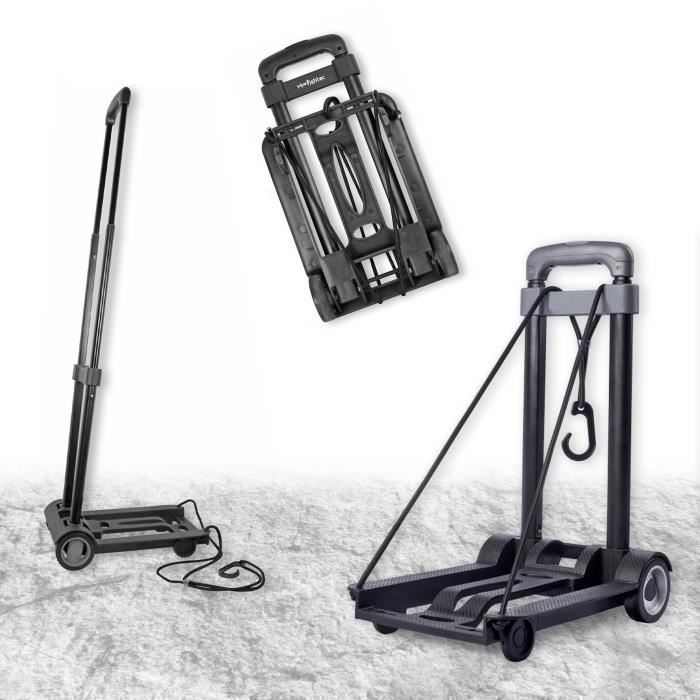 Chariot de Transport Pliable 400kg Charge de Capacit/é Diable Plateforme /à 6 Roues en M/étale Plastique Chariot de Bagages avec Poign/ée R/églable pour Transport D/ém/énagement Bagages