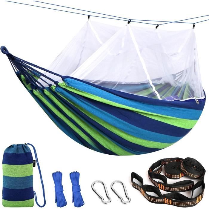 Hamac de camping pour 2 personnes avec filet, tente, sangles