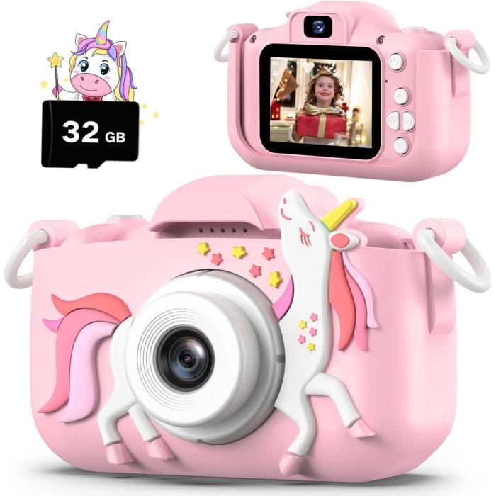 HOOMOON Dinosaure Appareil Photo Enfants, Caméra Selfie Jouet Enfant, Cadeau Fille Garçon, Carte SD 32 Go, Enregistreur Vidéo HD 1080p, Cadeaux