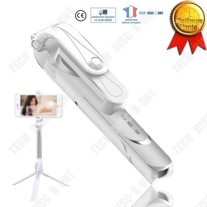 TD® Perche à selfie samsung iphone stick support trépied téléphone portable photos extensible bâton réglable télescopique bluetooth