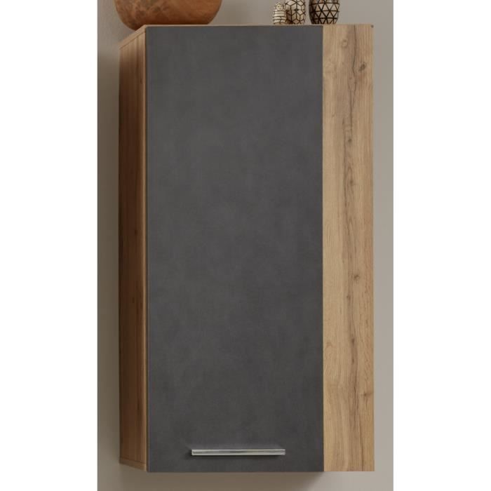 armoire suspendue en gris matera avec jupe de 52 cm en chêne wotan - trend team - contemporain - design - salon