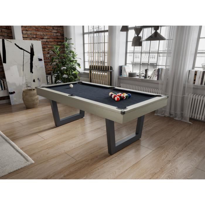 Table transformable - Billard & Ping-pong - Coloris naturel clair et noir - L213,4 x P111,8 x H78,5 cm - MELIAN