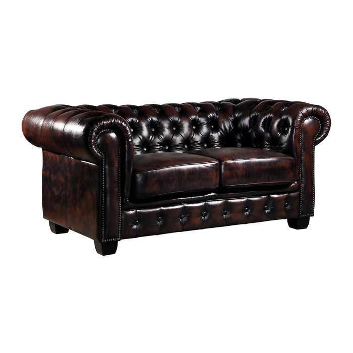 Canapé chesterfield 2 places BRENTON 100% cuir de