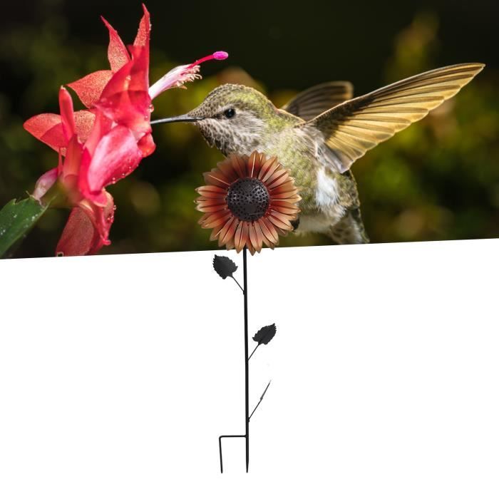 Mangeoire à Oiseaux Fleur Rouge En Métal - Support Pour Cônes De Graines, Décoration Jardin Extérieur Sur Pied, Attire Les Oiseaux Sauvages