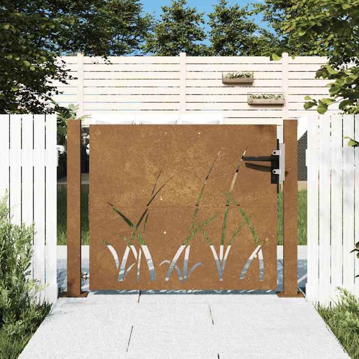 vidaXL Portail de Jardin Portillon de Patio Barrière de Sécurité Porte dExtérieure Terrasse 105x105 cm Acier Corten 153227